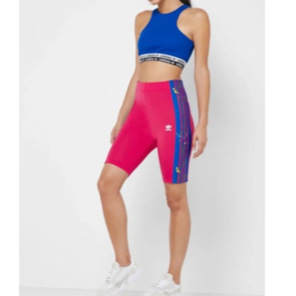 NEW Adidas floral embroidered cycle bike shorts xs - Picture 2 of 5